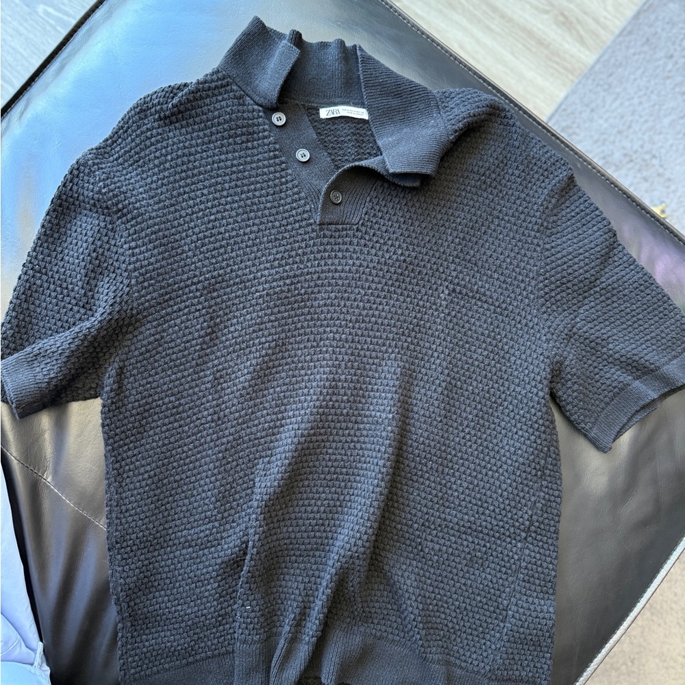 ZARA Men's Black Polo Shirt